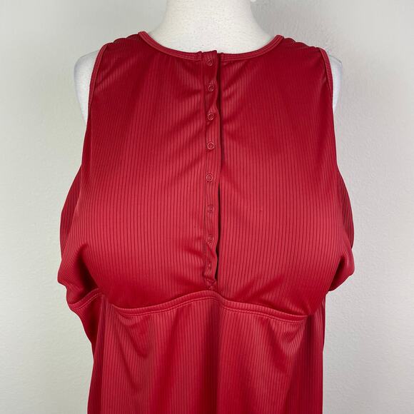 Torrid Rust Red Henley Snap One PIece Swimsuit 4 - Picture 3 of 10